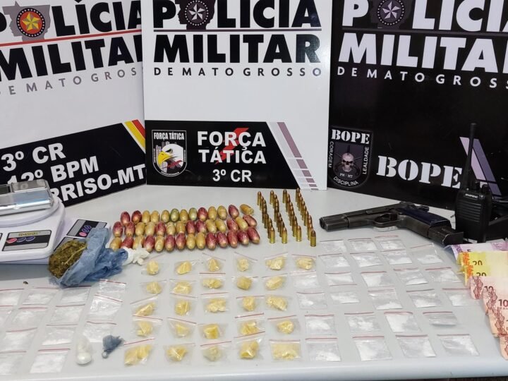 Força Tática prende jovens com 87 porções de cocaína, arma e munições em Sorriso