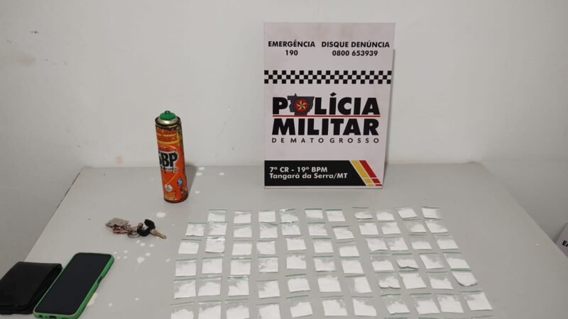 Homem é preso pela PM com 76 porções de cocaína em Tangará da Serra